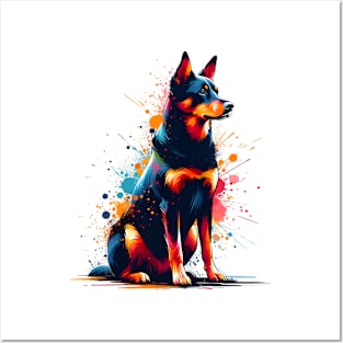 Working Kelpie Captured in Colorful Splash Art Style Posters and Art